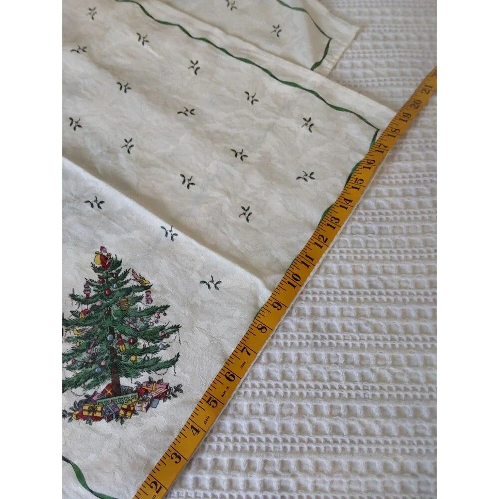 Set 3 SPODE CHRISTMAS TREE fabric NAPKINS Damask cloth Holiday 19-20